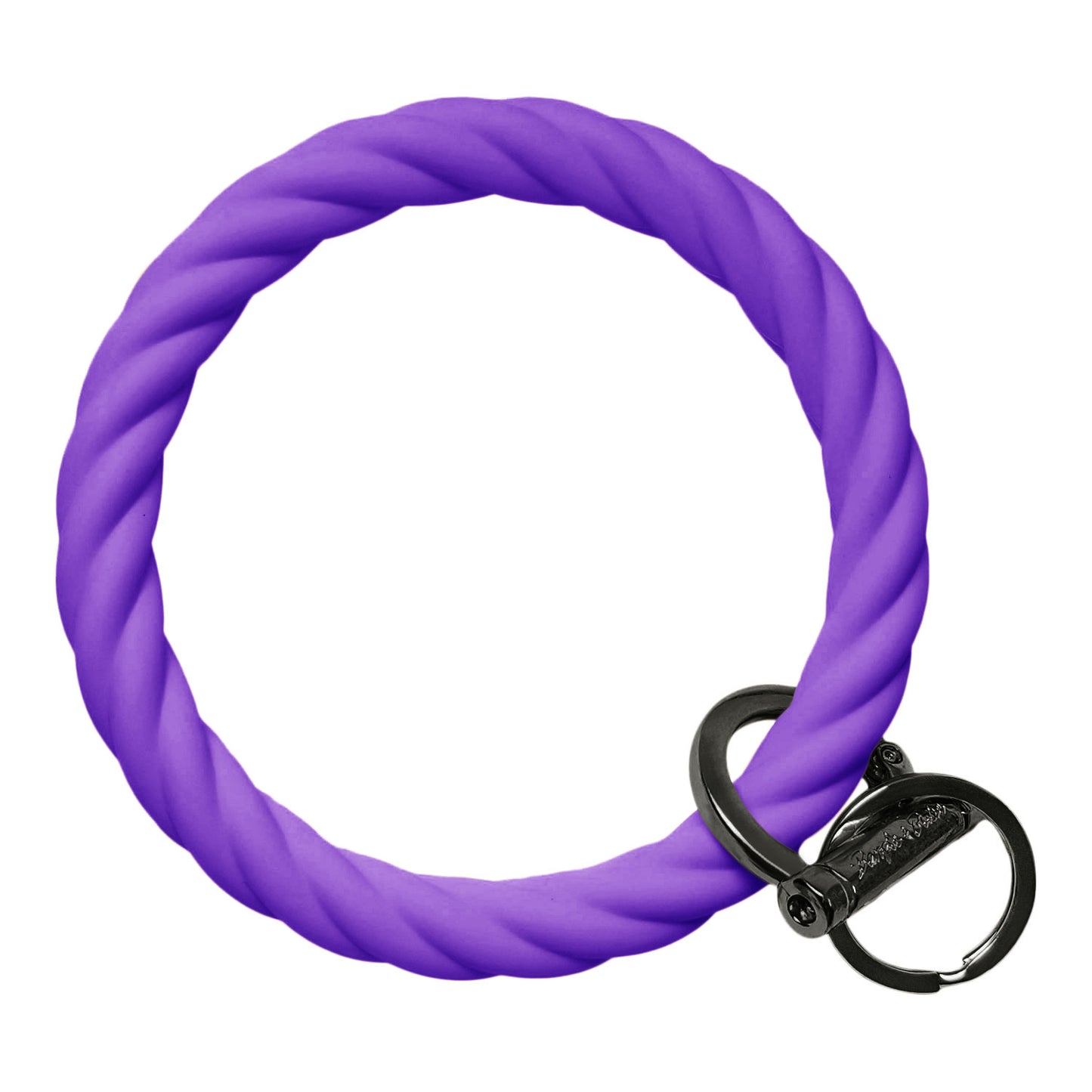 Twisted Bangle Bracelet Key Ring Twist - Poppin' Purple Black