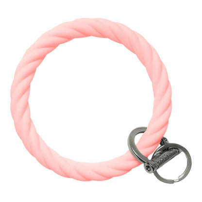 Twisted Bangle Bracelet Key Ring Twist - Blush Pink Black
