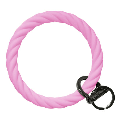 Twisted Bangle Bracelet Key Ring Twist - Bright Pink Black