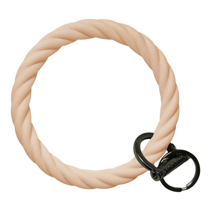 Twisted Bangle Bracelet Key Ring Twist - Oatmeal Black