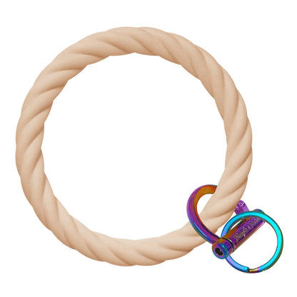 Twisted Bangle Bracelet Key Ring Twist - Oatmeal Rainbow