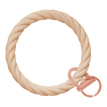 Twisted Bangle Bracelet Key Ring Twist - Oatmeal Rose Gold