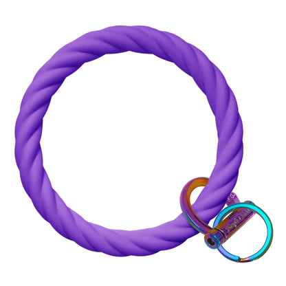 Twisted Bangle Bracelet Key Ring Twist - Poppin' Purple Rainbow