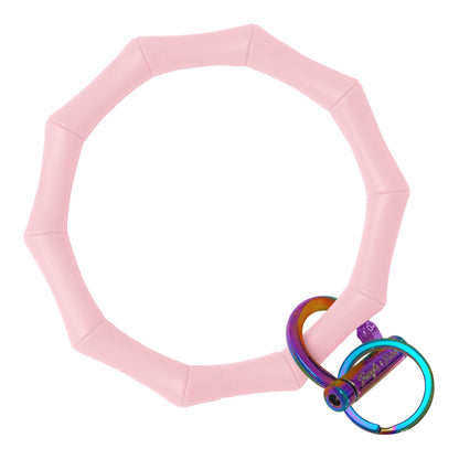 Bamboo Bangle Bracelet Key Ring Bamboo - Bright Pink Rainbow