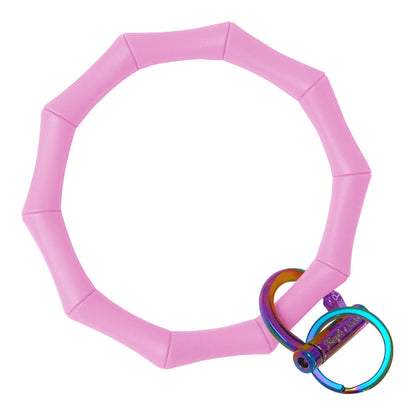 Bamboo Bangle Bracelet Key Ring Bamboo - Bright Pink Rainbow