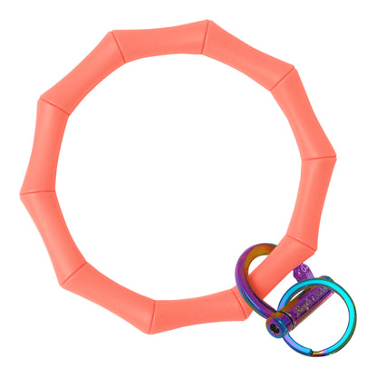 Bamboo Bangle Bracelet Key Ring Bamboo - Bright Pink Rainbow