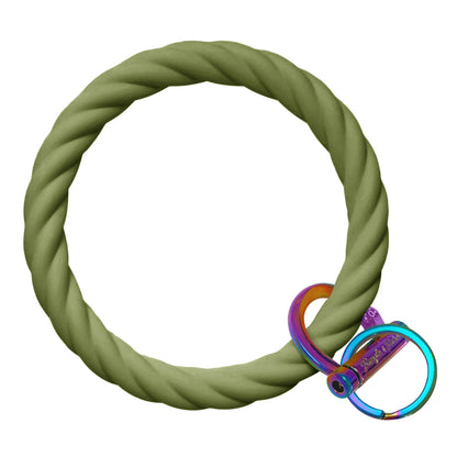 Twisted Bangle Bracelet Key Ring Twist - Army Green Rainbow