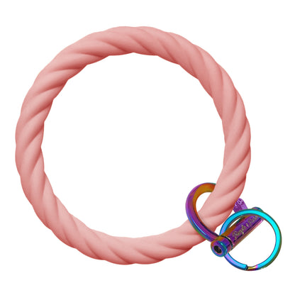 Twisted Bangle Bracelet Key Ring Twist - Blush Pink Rainbow