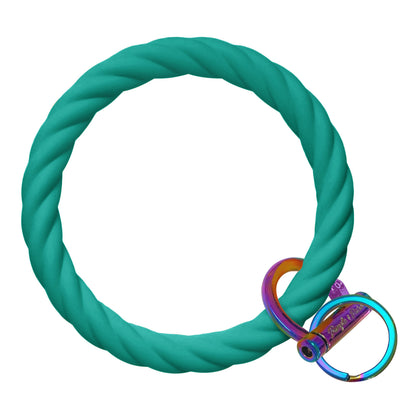 Twisted Bangle Bracelet Key Ring Twist - Army Green Rose Gold