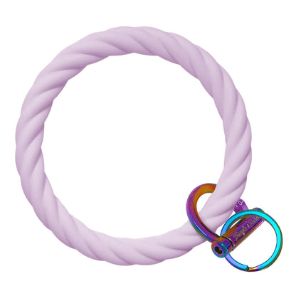 Twisted Bangle Bracelet Key Ring Twist - Pastel Lilac Rainbow