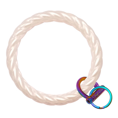 Twisted Bangle Bracelet Key Ring Twist - Pearl Rainbow