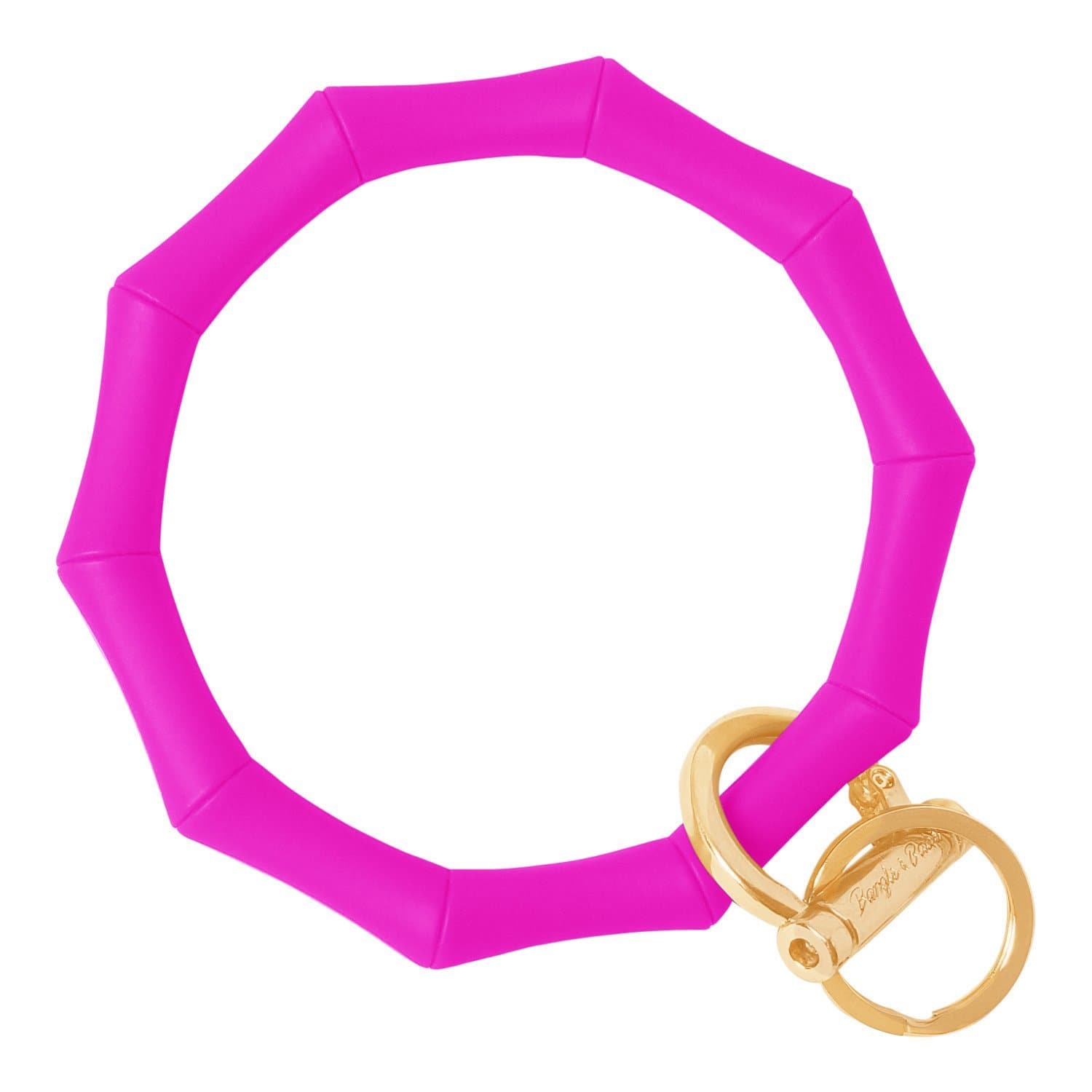 Bamboo Inspired Bangle & Babe Bracelet Key Ring Bamboo - Deep Neon Pink Gold 