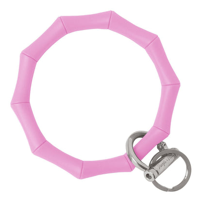 Bamboo Bangle Bracelet Key Ring Bamboo - Bright Pink Silver