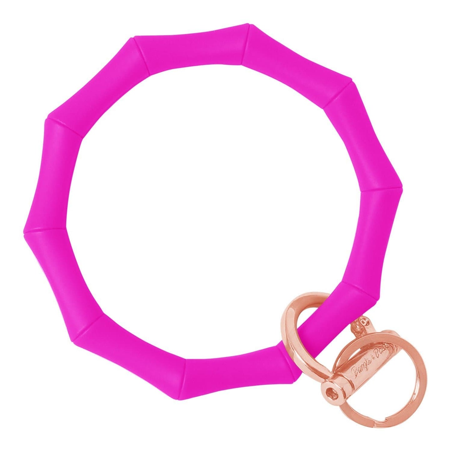 Bamboo Inspired Bangle & Babe Bracelet Key Ring Bamboo - Deep Neon Pink Rose Gold 
