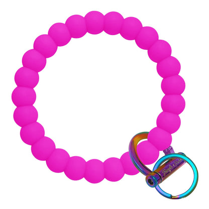 Bubble Bangle Bracelet Key Ring Bubble - Deep Neon Pink Rainbow