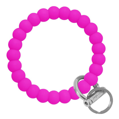 Bubble Bangle Bracelet Key Ring Bubble - Deep Neon Pink Silver
