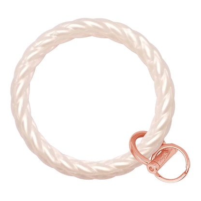 Twisted Bangle Bracelet Key Ring Twist - Pearl Rose Gold