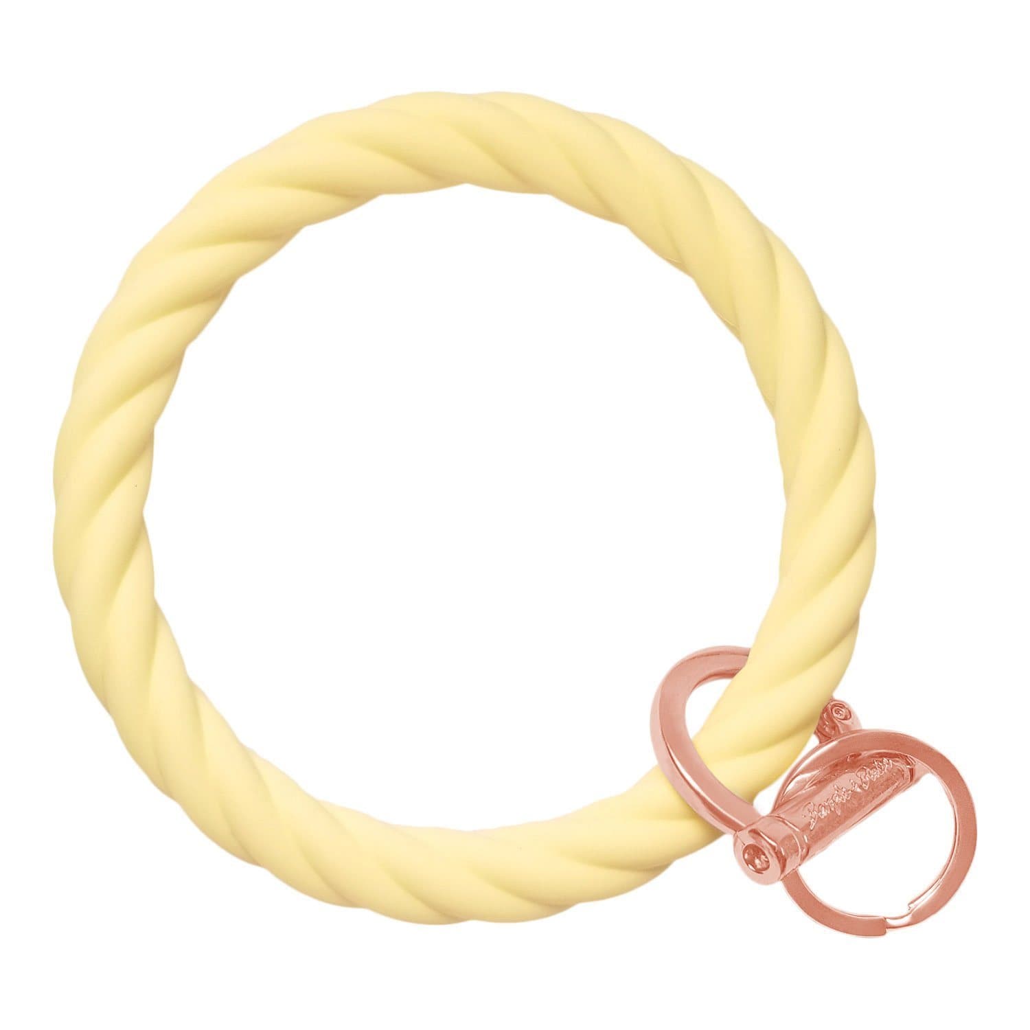 Twisted Bangle & Babe Bracelet Key Ring Twist - Pastel Yellow Rose Gold 