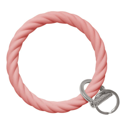 Twisted Bangle Bracelet Key Ring Twist - Blush Pink Silver