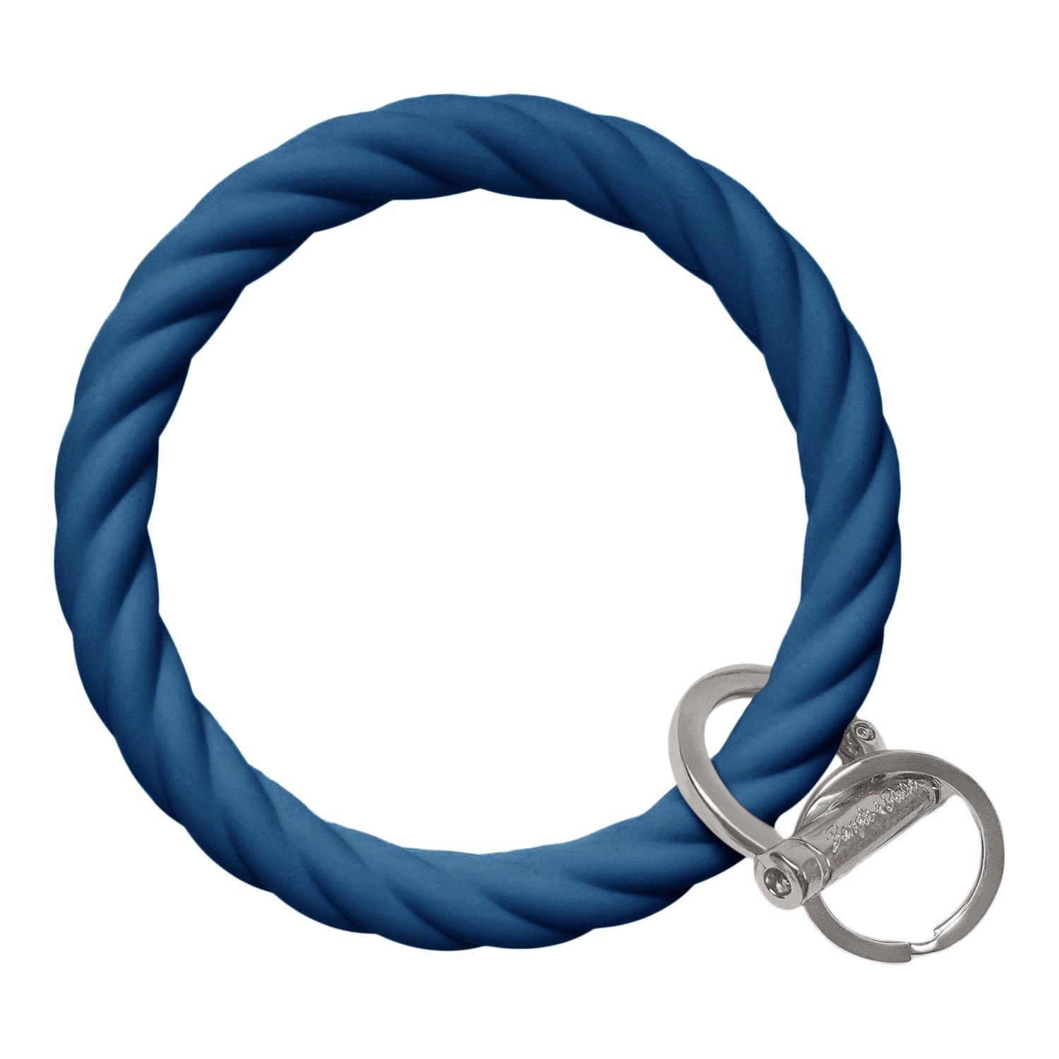 Twisted Bangle & Babe Bracelet Key Ring Twist - Indigo Blue Silver 