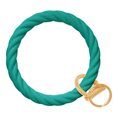 Twisted Bangle Bracelet Key Ring Twist - Army Green Rose Gold