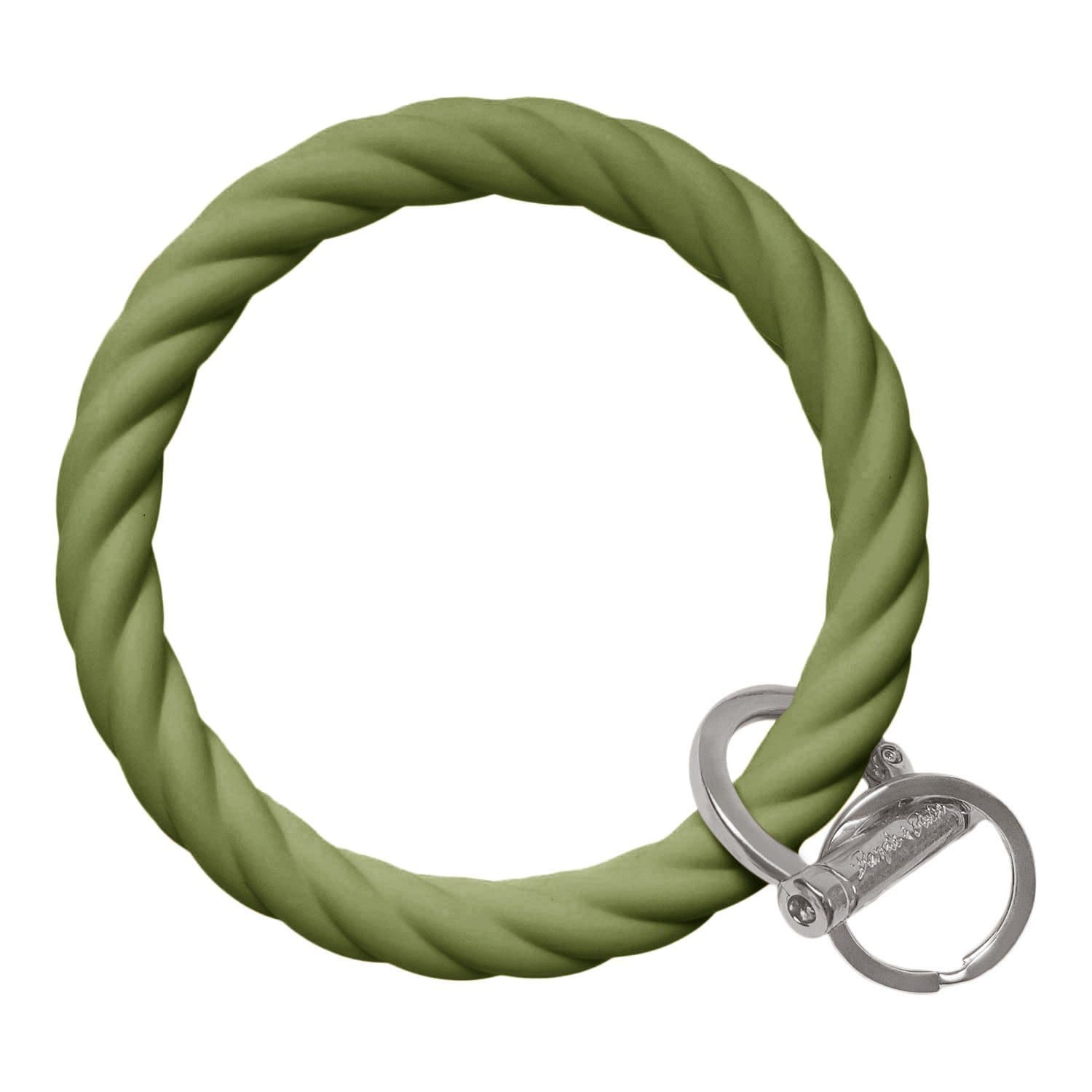 Twisted Bangle & Babe Bracelet Key Ring Twist - Army Green Silver 