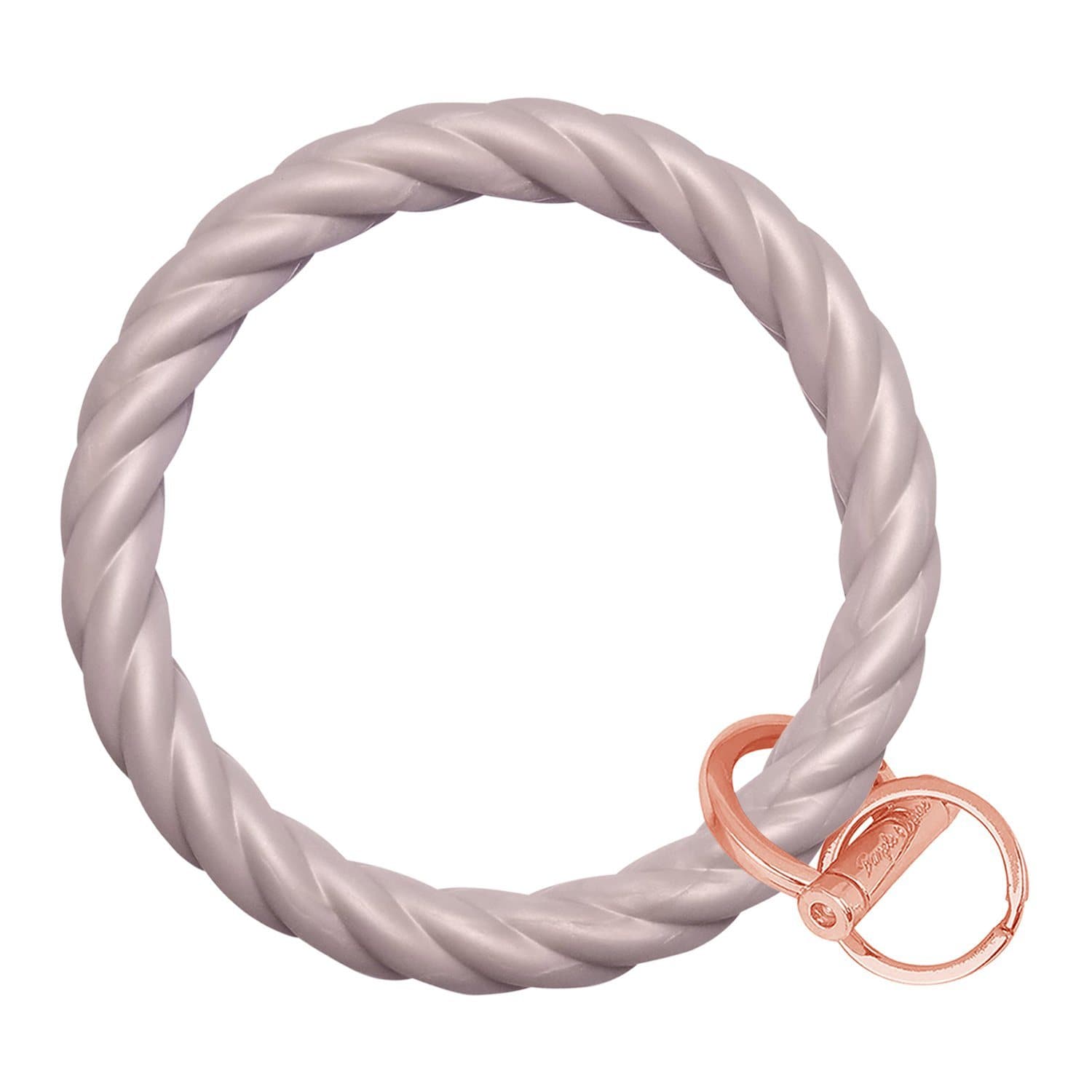 Twisted Bangle & Babe Bracelet Key Ring Twist - Matte Silver Rose Gold 