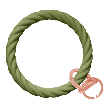 Twisted Bangle Bracelet Key Ring Twist - Army Green Rose Gold
