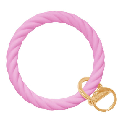 Twisted Bangle Bracelet Key Ring Twist - Bright Pink Gold