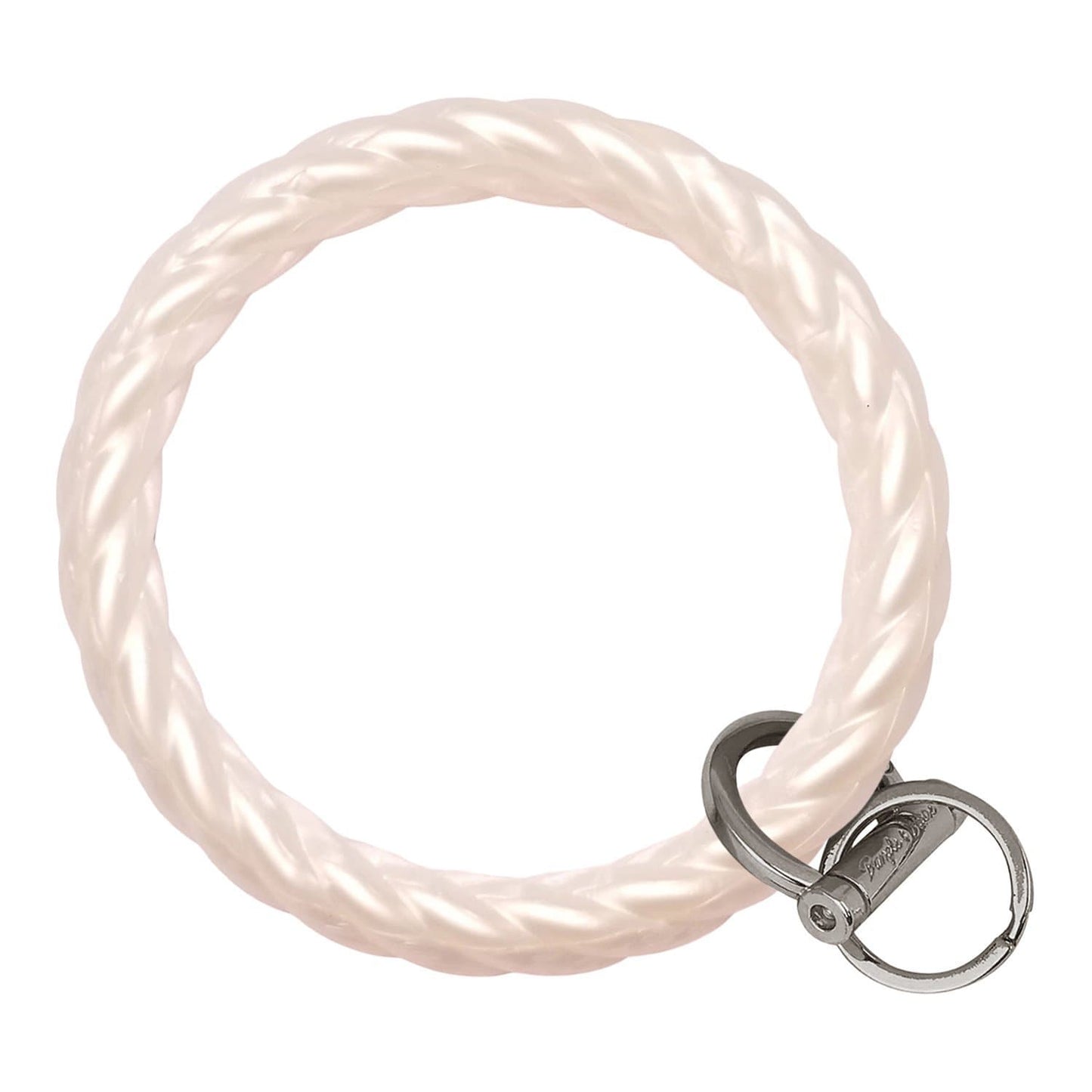 Twisted Bangle & Babe Bracelet Key Ring Twist - Pearl Silver 