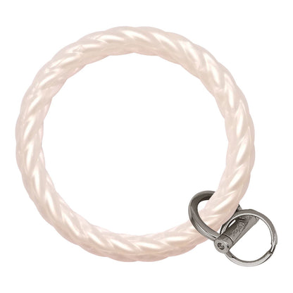 Twisted Bangle Bracelet Key Ring Twist - Pearl Silver