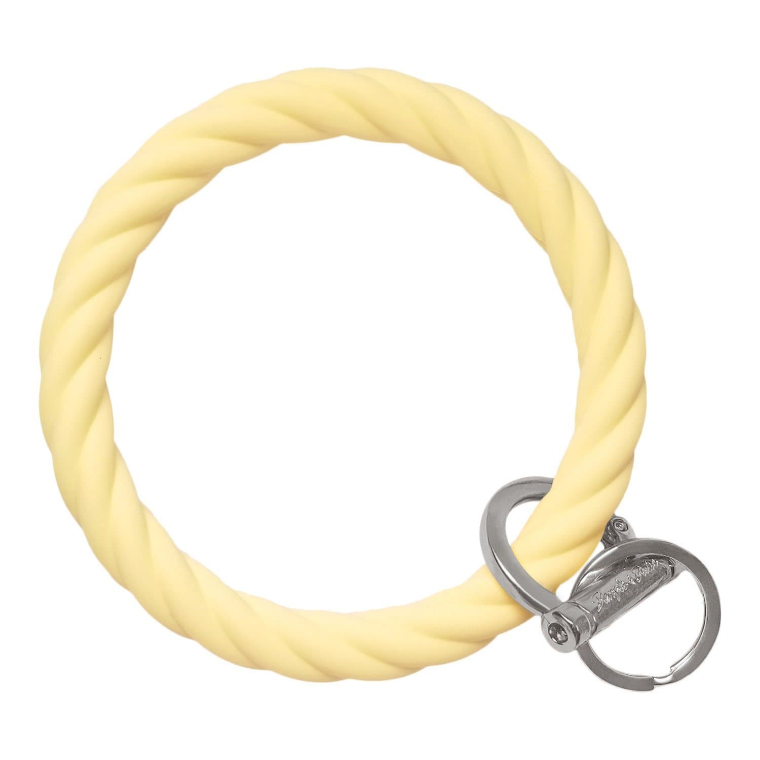 Twisted Bangle & Babe Bracelet Key Ring Twist - Pastel Yellow Silver 