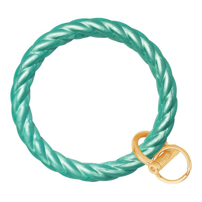 Twisted Bangle Bracelet Key Ring Twist - Army Green Rose Gold