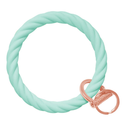 Twisted Bangle Bracelet Key Ring Twist - Army Green Rose Gold
