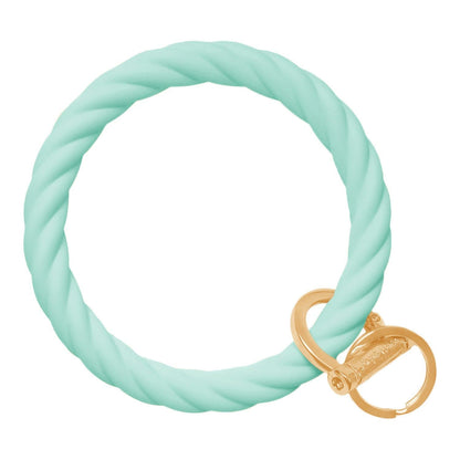 Twisted Bangle Bracelet Key Ring Twist - Army Green Rose Gold