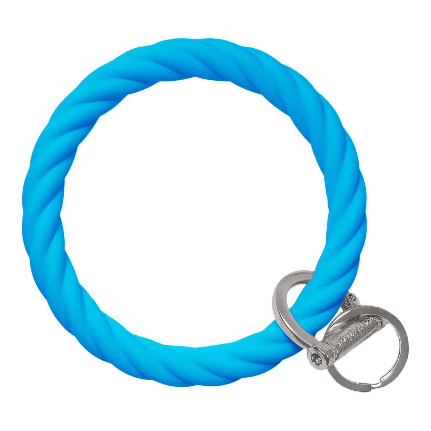 Twisted Bangle & Babe Bracelet Key Ring Twist - Bright Blue Silver 