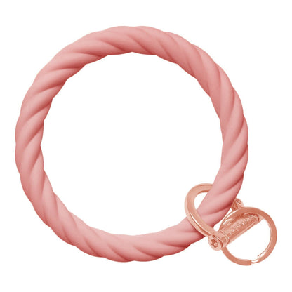Twisted Bangle Bracelet Key Ring Twist - Blush Pink Rose Gold