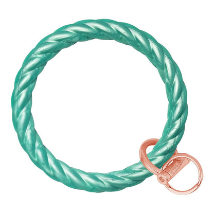 Twisted Bangle Bracelet Key Ring Twist - Army Green Rose Gold