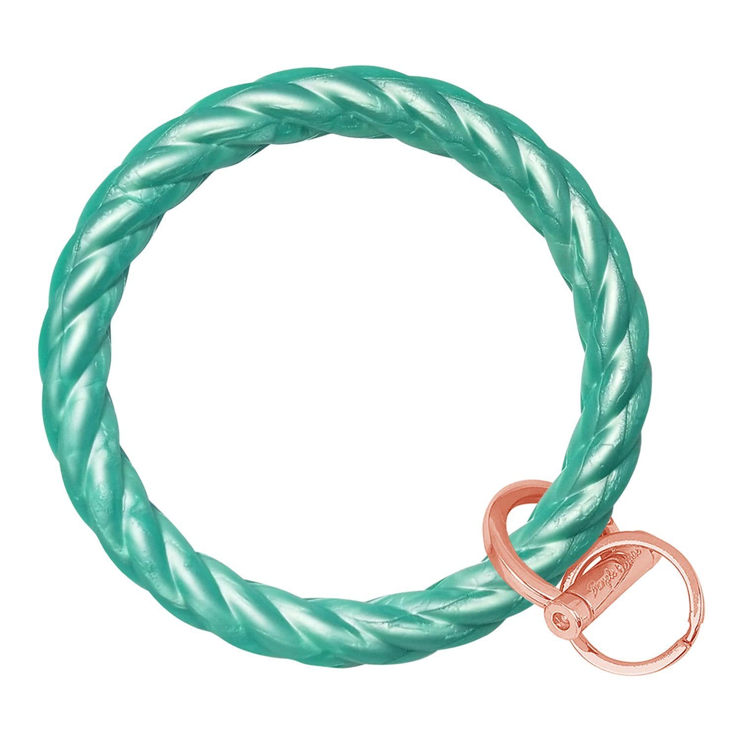 Twisted Bangle & Babe Bracelet Key Ring Twist - Marbled Sea Green Rose Gold 