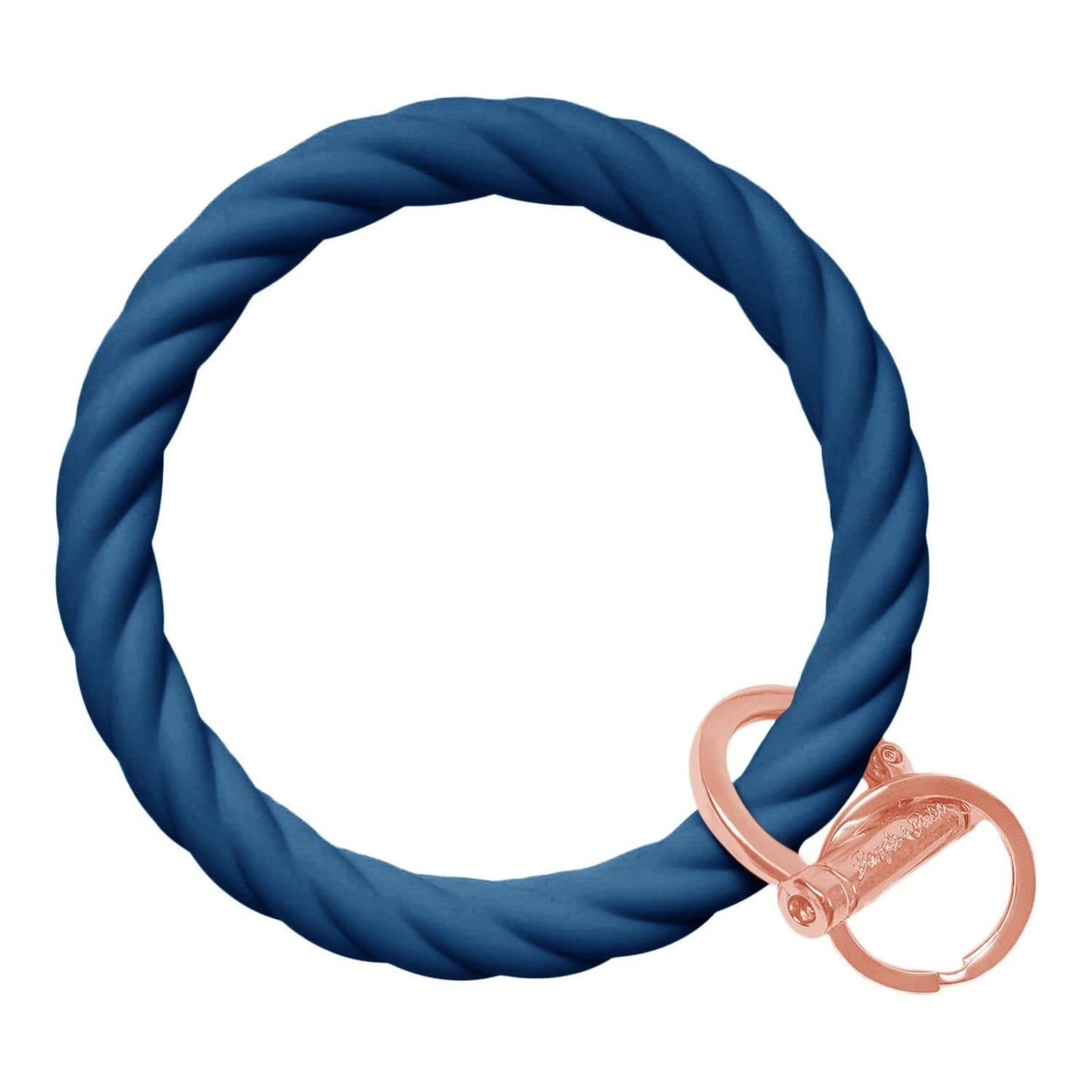 Twisted Bangle & Babe Bracelet Key Ring Twist - Indigo Blue Rose Gold 