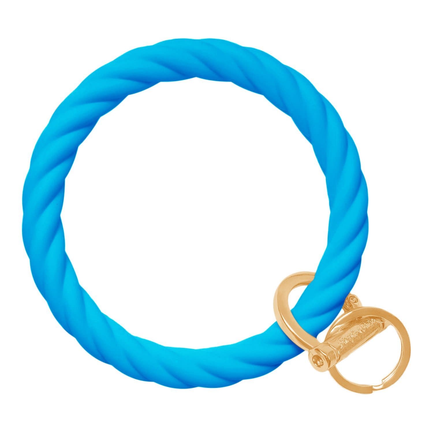 Twisted Bangle & Babe Bracelet Key Ring Twist - Bright Blue Gold 