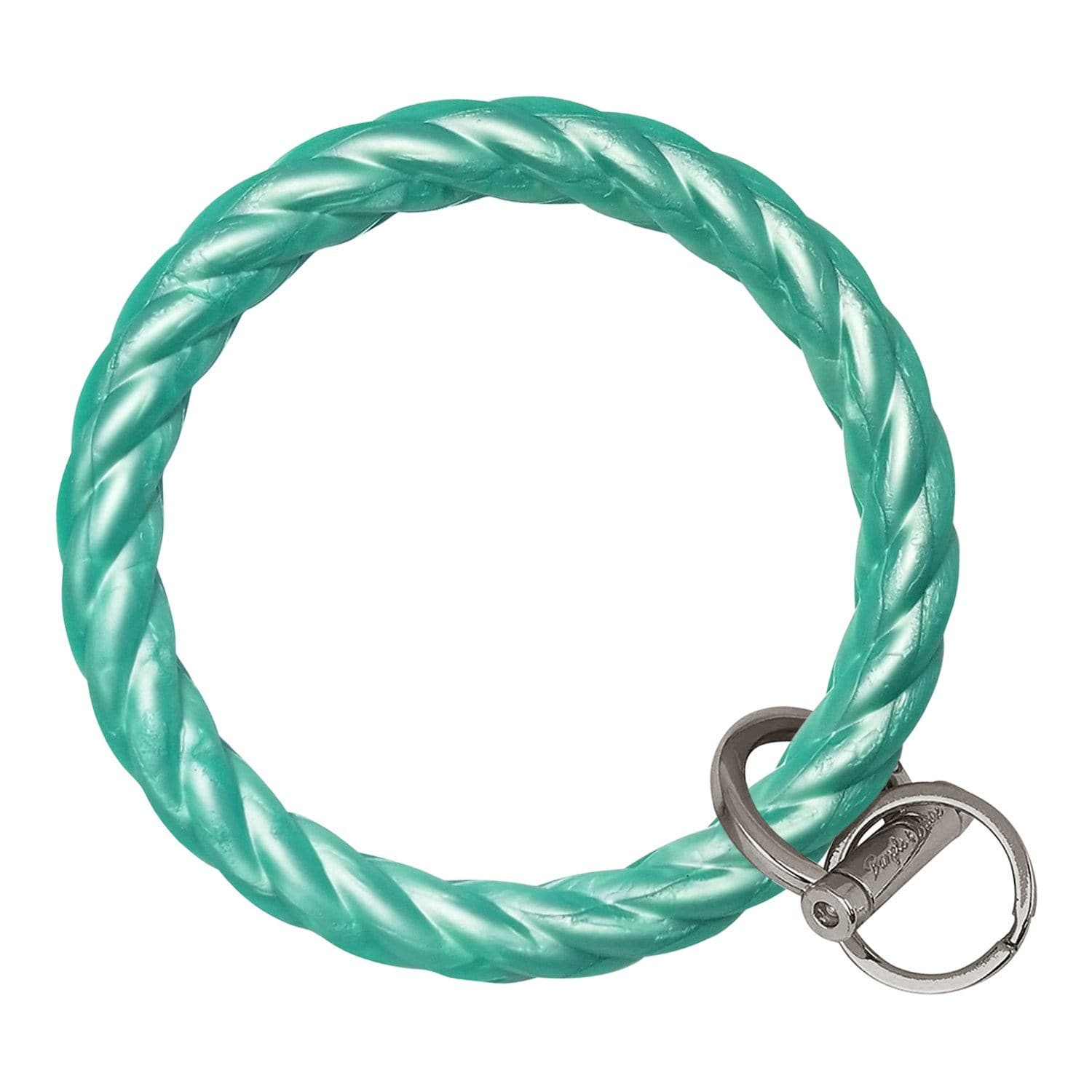 Twisted Bangle & Babe Bracelet Key Ring Twist - Marbled Sea Green Silver 