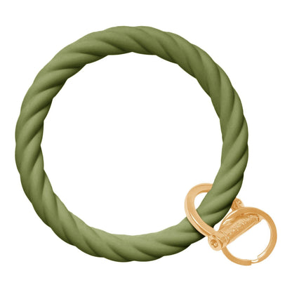 Twisted Bangle Bracelet Key Ring Twist - Army Green Gold