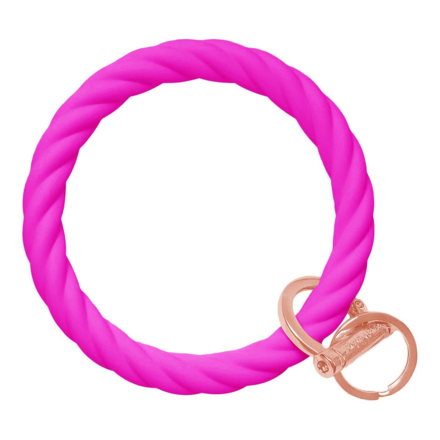 Twisted Bangle & Babe Bracelet Key Ring Twist - Deep Neon Pink Rose Gold 