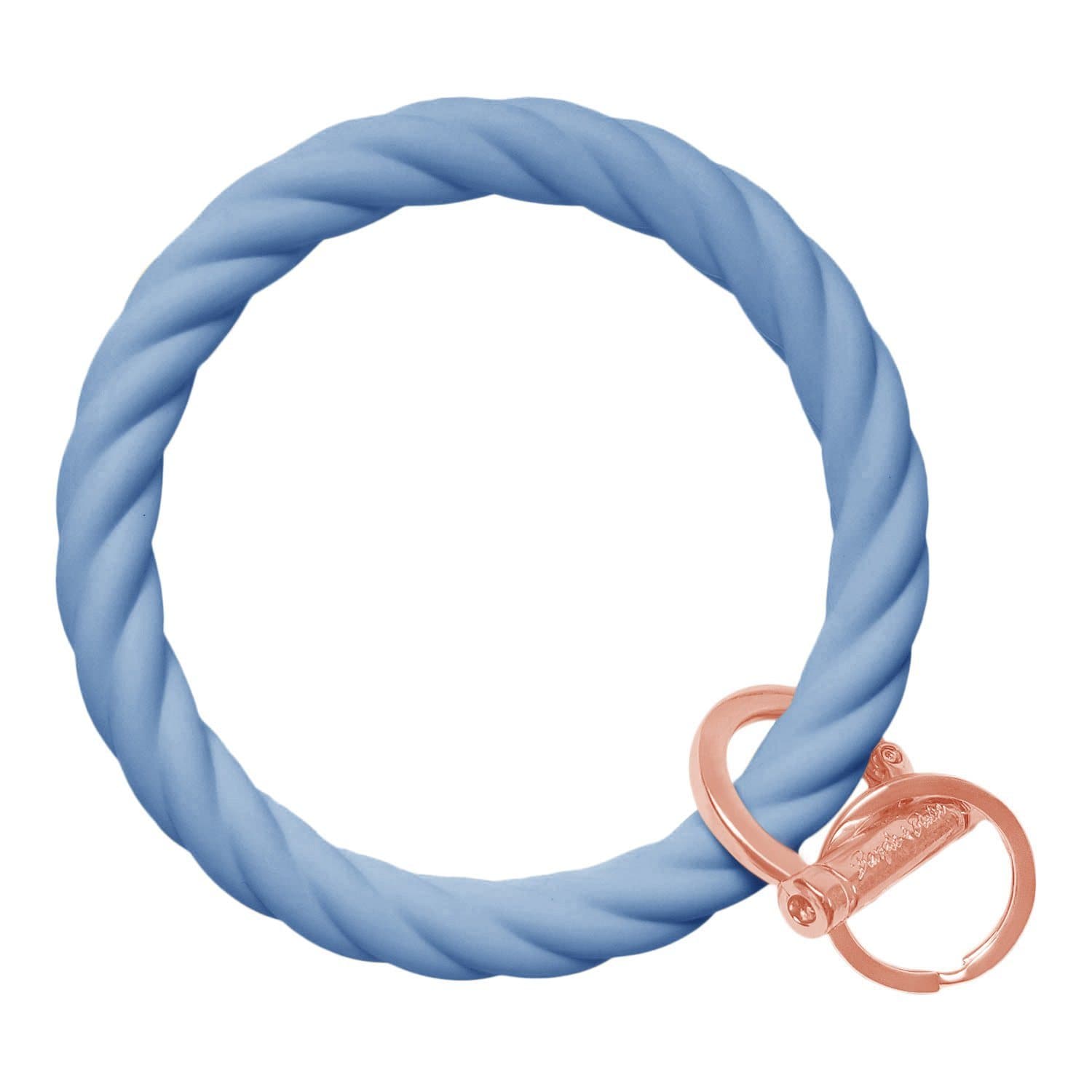 Twisted Bangle & Babe Bracelet Key Ring Twist - Slate Blue Rose Gold 