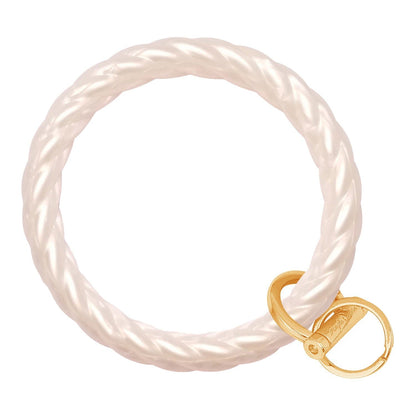 Twisted Bangle Bracelet Key Ring Twist - Pearl Gold
