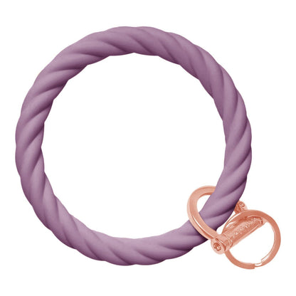Twisted Bangle Bracelet Key Ring Twist - Army Green Rose Gold